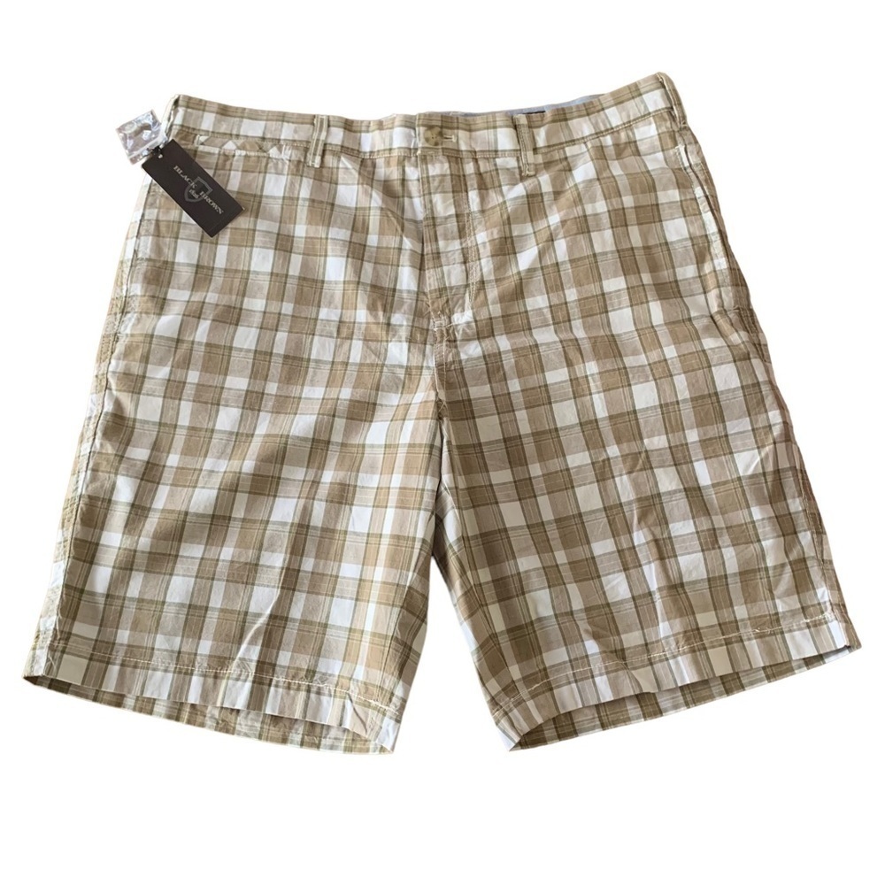Black & Brown Plaid Cotton Casual Shorts Sz 36